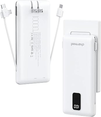 CHARMAST 10000Mah Built In Cables Portable Charger