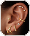 Turandoss 14K Gold Plated Stud Hoop Earrings Set