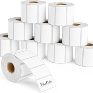 2″ X 1” Direct Thermal Labels,Permanent Adhesive，White Self-Adhesive Barcode Label Paper Compatible with Direct Thermal Printers for Business Use(10 Rolls, 1000 Labels/Roll)