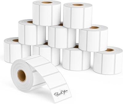 2" X 1” Direct Thermal Labels,Permanent Adhesive,White Self-Adhesive Barcode Label Paper Compatible with Direct Thermal Printers for Business Use(10 Rolls, 1000 Labels/Roll)