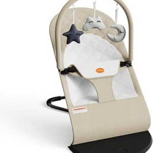 Portable Baby Bouncer Seat for Infants, 0-18 Months, 3 Modes of Use with Rocker & Stationary Options, Ergonomic Infant Chair with Hanging Toys, The Gift List New Parents Actually Want-Oatmeal