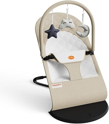 Portable Baby Bouncer Seat for Infants, 0-18 Months, 3 Modes of Use with Rocker & Stationary Options, Ergonomic Infant Chair with Hanging Toys, The Gift List New Parents Actually Want-Oatmeal