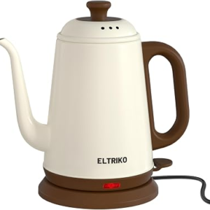 Gooseneck Electric Kettle for Pour Over Coffee & Tea (White) | 1000W Fast Heating, 1L Capacity, Food-Grade Stainless Steel, Auto Shut Off, Boil Dry Protection, BPA-Free