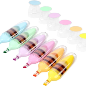 TIJOPOP 6 Pcs Scented Highlighters Pens,Cute Design Assorted Colors Highlighter Set,Transparent Widen Chisel Tip,Dry-Quickly,No Bleed,Ideal for Office