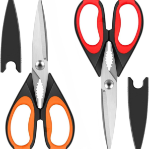 HFLYJPYW Kitchen Scissors All Purpose Heavy Duty, Kitchen Utensils Set, Stainless Steel Cooking Utensils Gadgets Meat Poultry Food Shears Dishwasher Safe Utility Tools Home (orange-red)