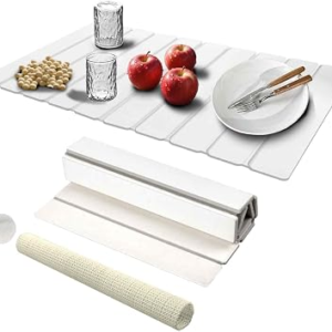 Dish Drying Mat Stone Bath Mat Diatomaceous Earth Stone Drying Mat For Kitchen Counter Sink Bath Mat Quick Dry Non Slip Foldable Dish Drying Rack Mat Large(24″×16″ White)