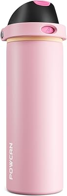 POWCAN 24 oz Insulated Water Bottle for Women: 2-in-1 Push-Button Spout & Quick-Flip Straw, Leakproof, Cold 24Hrs, Fits Car Cup Holder, Stainless Steel Cup for Sports, Camping, Gift (Polka Whimsy)