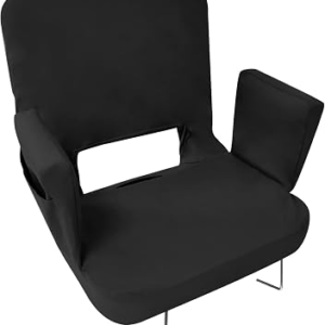 TOPSKY Stadium Seat for Bleachers with Back Support, 3-Position Reclining Stadium Chair with Armrests, Thick Padded Cushion, Foldable Bleacher Seat with Hooks(Black)