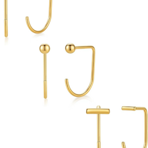 3 Pair Backless Half Hoop Earrings for Women Hypoallergenic 18K Gold/silver Plated Stainless Steel Stacks Huggie Earrings Minimalist Comfort Sleeper jewelry Gift