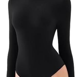 REORIA Long Sleeve Turtleneck Bodysuit Top