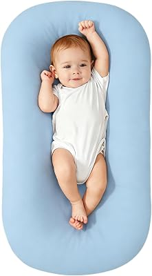Baby Support Cushion for Newborn, Infant Support Cushion, Portable Tummy Time Mat for Home and Travel, Supervised Use, Soft Breathable Cotton, Baby Essentials Gift (Blue)