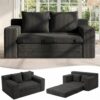 52” Boneless Couch Sofa Bed, Loveseat Cloud Couch, Sleeper Sofa with Storge and Handle, Convertible Pull Out Floor Bed, Couches for Living Room, Bedroom, Small Space, No Assembly Required (Black)