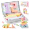 52 PCS Magnetic Blocks Toddler Travel Set with Metal Box, 0.8in Mini Building Cubes Travel Essentials Toys for Kids Ages 3+, STEM Educational Magnet Building Sensory Toys Boys Girls Birthday Gifts