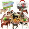 53-Piece Farm Animal Figures Toy with Fence & Building Blocks for Toddlers