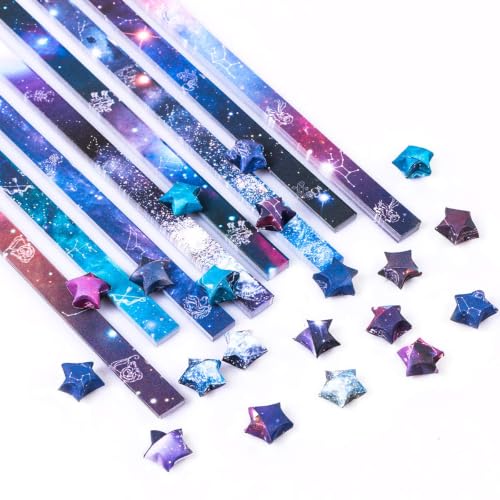 540 Sheets Twelve Constellations Origami Star Paper Strips, Galaxy Starry Sky Lucky Folding Colorful Graphic DIY Handcraft Paper for Art Craft Decoration, Gift and School Supplies