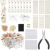 544 Pcs Keychain Making Kit with 24 Keychains, 198 Charms and Pliers, 30 Extender Chains, Colorful Beads, Enamel Pendants, DIY Craft Accessories for Jewelry Making and Personal Gifts
