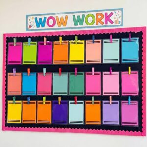 54 Pcs Class Jobs Bulletin Board Set Crayon Classroom Decor Colorful Student Work Display Management Educational Job Chart Teacher's Helper for Back to School Classroom Preschool Elementary Wall Decor