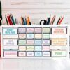 54 Pcs Classroom Toolbox Labels Classroom Decoration Self-Adhesive Colorful Border Toolbox Sticker Polka Dot Tool Box Storage Decal Pastel Organizer Container Decor for Back to School Teacher Supplies