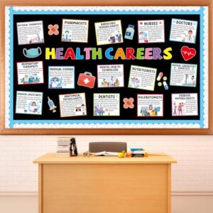 55pcs Health Career Bulletin Board Decorations Careers Educational Health Posters Healthcare Job Chart Poster Nursing Cutouts Borders for Back to School Nurse Office Classroom Clinic Wall Door Decor