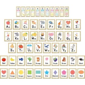 57 Pcs Alphabet for Classroom Wall ABC Alphabet Poster Letters Number line Colors Shapes Wall Chart Cards Bulletin Board Decorations for Back to School Classroom Decor(Varsity Letter)