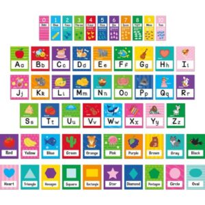 57 Pcs Alphabet for Classroom Wall ABC Alphabet Poster Letters Number line Colors Shapes Wall Chart Cards Bulletin Board Decorations for Back to School Classroom Decor(Multi-Colored)
