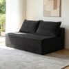 58-inch 2 seat Median Longue with Plush Grey Velvet, Cup Holder, Flexible Matching, mainly for Living Room use.