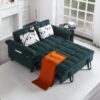 58 Inch Sleeper Sofa Bed with Phone Holder Corduroy Pull Out Couch Green