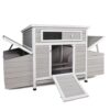 58" Large Wood Chicken Coop with Dual-Sided Nesting Boxes, Gray/White