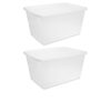 58 Quart Medium Clear Plastic Storage Bin with Snap-On Lid, 2 Pack