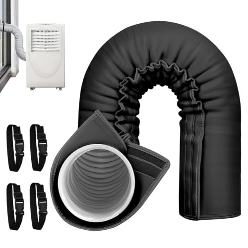 59 * 20in Portable AC Hose Insulation Sleeve, 3 Layer AC Hose Insulation Cover Wrap, Portable Air Conditioners Insulated Hose Cover Wrap, Fit 5" & 5.9" Diameter Exhaust Hose (Black)
