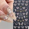 5D Butterfly Nail Art Stickers Decals Glitter Butterfly Nail Decals 2PCS Self-Adhesive Luxury Butterflies Nail Art Design Supplies Sticker DIY Nail Manicure Accessories for Women DIY Nail Decorations
