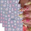5D Embossed Pink Flower Nail Art Stickers 2Sheets Self-Adhesive 5D Pink Petal Nail Art Decals Colorful Floral Nail Stickers for Women Summer Flower Nail Supplies DIY Manicure Nail Art Decorations