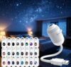 5D Holographic Galaxy Star Projector, 2-in-1 USB Powered Night Light, 360° Adjustable Projection Lamp with 3/6/12/24 Sliding Films, Plug and Play Ambient Light for Bedroom Indoor Home Decor