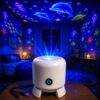 5D Holographic Night Light Projector, 360° Dynamic Rotating HD Projector Light with Adjustable Brightness for Bedroom (Ocean Wave, USB Powered)
