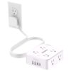 5Ft Extension Cord Surge Protector Power Strip - FIVRAE 8 Outlets with 4 USB Charging Ports, Flat Plug Multi Plug Outlet Extender Charging Station for Home Office, ETL, White