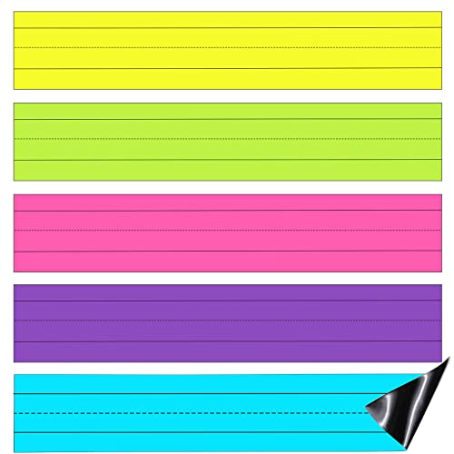 5 Pack 24 x 3 Inch Magnetic Sentence Strips for Teachers, Lined Magnetic Dry Erase Sentence Strips, Reusable Teacher Supplies Classroom Learning Tool for Whiteboard Classroom Back to School Office