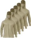 5 Pack Mens Hoodie Shirts Sun Protection Lightweight Quick Dry Rash Guard with Face Mask for Outdoor Fishing Active Wear