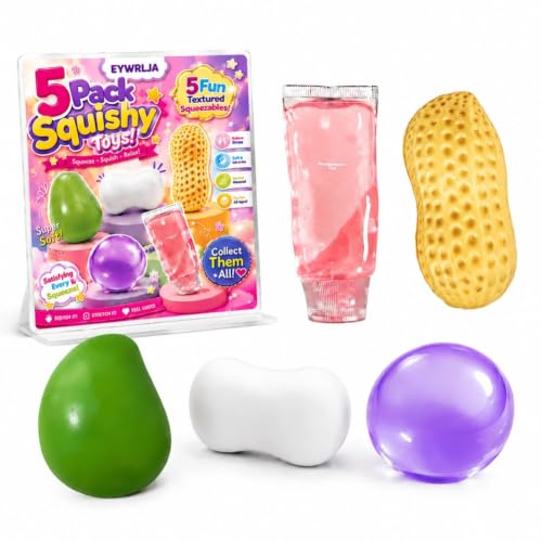 5 Pack Squishy Toys, Coconut Oil Toothpaste Crunchy Peanut Mango Soap Squishy Jumbo Slow Rising Stress Relief Toy Squishies Squeezable Toy Ball Squeeze Fidget Portable Calming Gift
