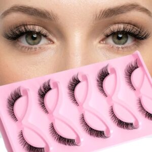 5 Pairs Fox Eye Lashes, Cat Eye Lashes Natural Look Fox False Eyelashes