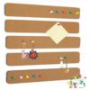 5Pcs Felt Pin Board Bar Strips Bulletin Board, Self Adhesive Cork Boards for Offices Home Wall Display Photos, Paste Notes (5PCS Wood Color)
