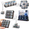 5Pcs Keyboard Fidget Toy Keychain Mini Clicker with Light Up Buttons Sensory Desk Toy for Stress Relief Gift for Adults Kids Teens(Black Transparent)