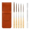 5Pcs Long Liner Brushes, Ox Ear Hair Fine Point Tip Lettering Brush with Case Palette Spatula, Detail Paint Brushes Set, Sign Painting Brushes for Acrylic Oil Watercolor