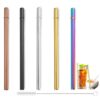 5 PCS Reusable Stainless Steel Drink Straws Anti-Slip Ring Design-B