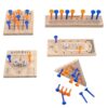 5 PCS Wooden Peg Games Assortment Kit, Strategy Board Table Game Set in 5 Style Including Baseball, Tic-Tac-Toe, Insanity, Peg-Board-Game, Roundabout
