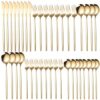 5 Piece Gold Silverware Set, Stainless Steel Flatware Set with Knife, Fork, and Spoons, Luxury Gold Polished Steel Cutlery for Everyday Dining, Parties, and Home Entertaining, Daily Family Meals