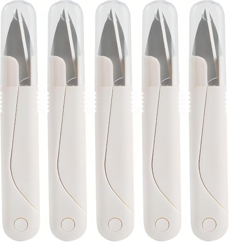 5 sets of U-shaped sewing scissors - stainless steel detail craftsmanship scissors set| Hand-woven protective case scissors| Household sewing thread scissors| Fishing scissors, portable mini scissors