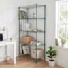 5 Tier Adjustable Storage Shelf Wire Shelving Unit Metal Shelves Steel Rack Standing Closet Bathroom Organizer Pantry Kitchen Garage Laundry Room Organization Home Rack (29x13x59)"(LxWxH)，Forest Green