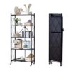 5 Tier Foldable Metal Storage Shelves with Wheels for Kitchen Garage Pantry