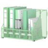 5 Vertical Compartments Magazine Holder, Metal Binder Organizer, Mint Green