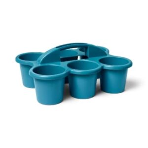 6-Cup Desktop Caddy, Deep Sea Blue Plastic Organizer with Handle,for Office